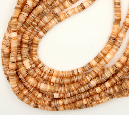 Peach Shell Beads, 6mm, Heishi